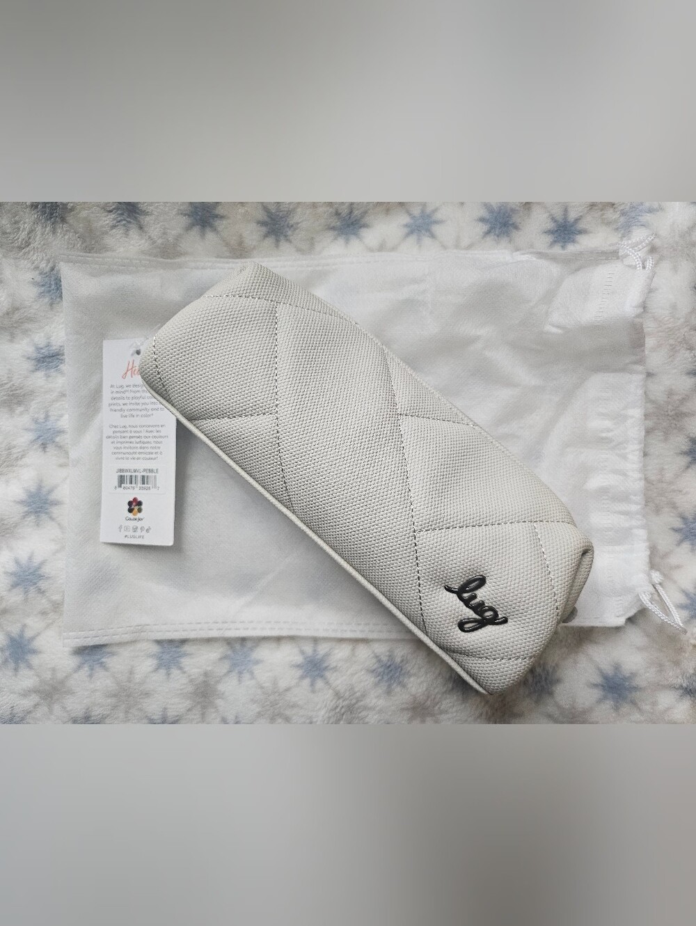 NWT Lug Jib Matte Luxe Pouch In Pebble With Northstar Cream Lining, Sold-Out!